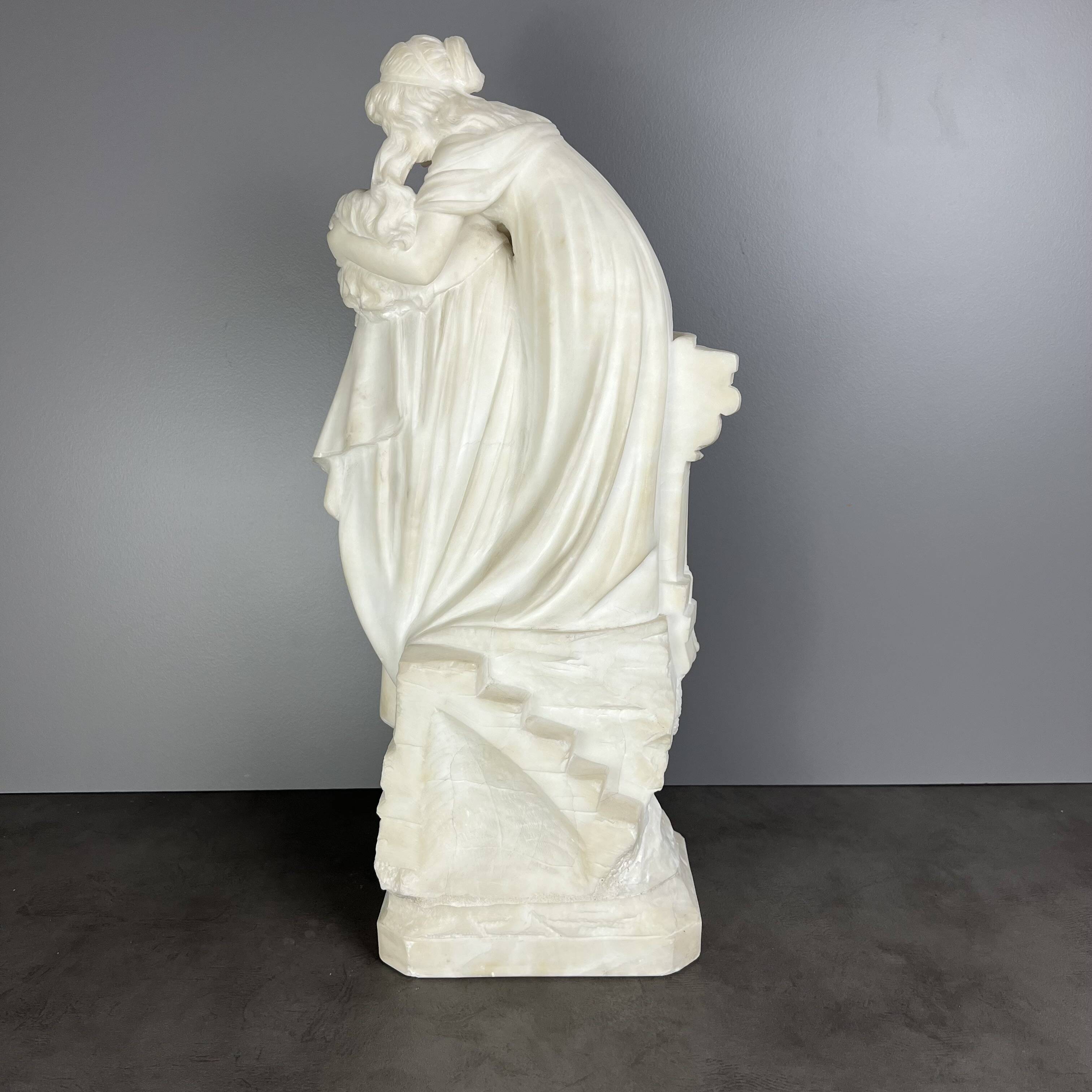 Large Romantic Alabaster Sculpture, Italy, late 19th century, Romeo and Juliet