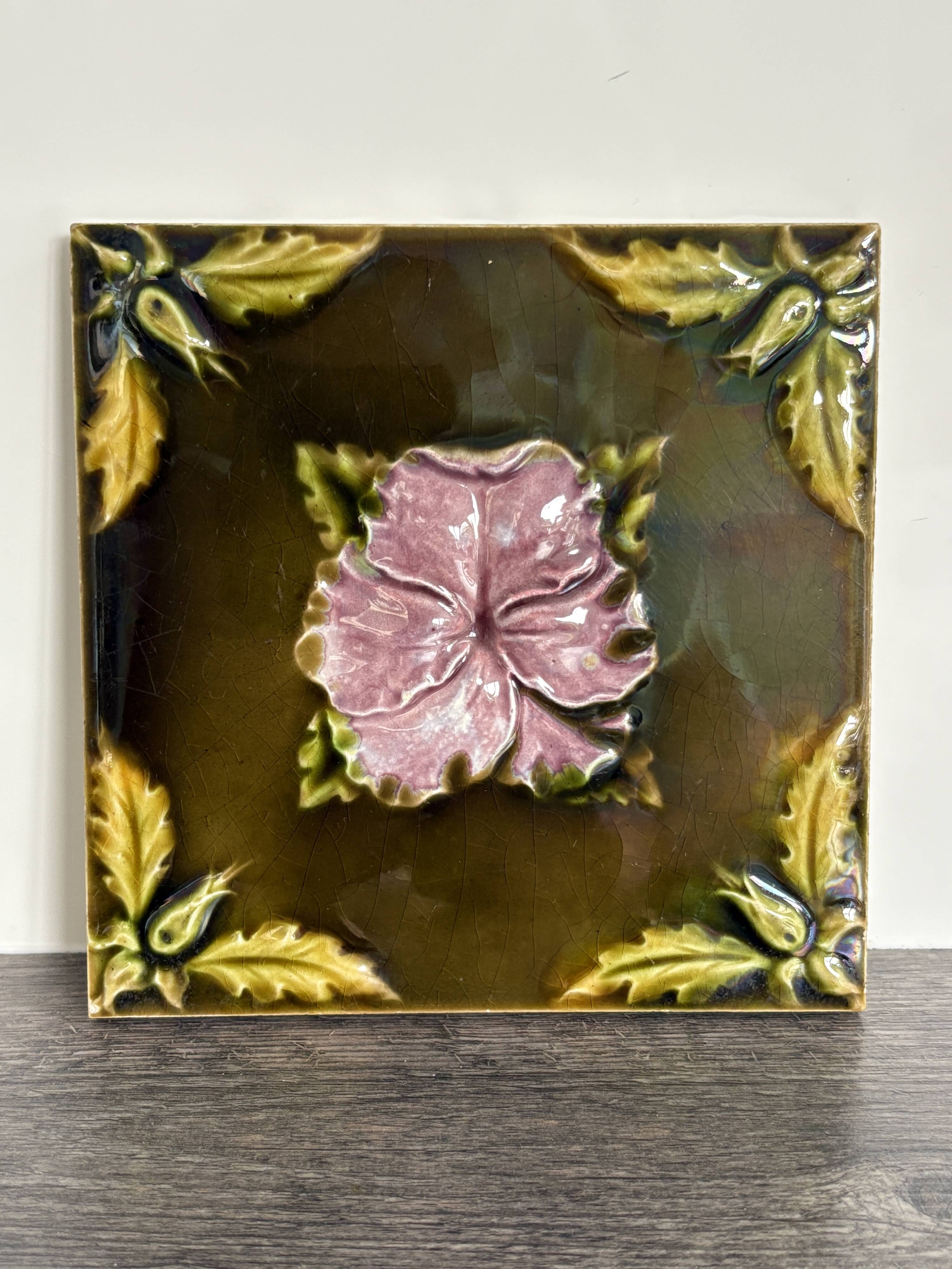 Antique Art Nouveau ceramic tile from 1900