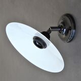 White and black articulated wall lamp, opaline, bakelite and porcelain