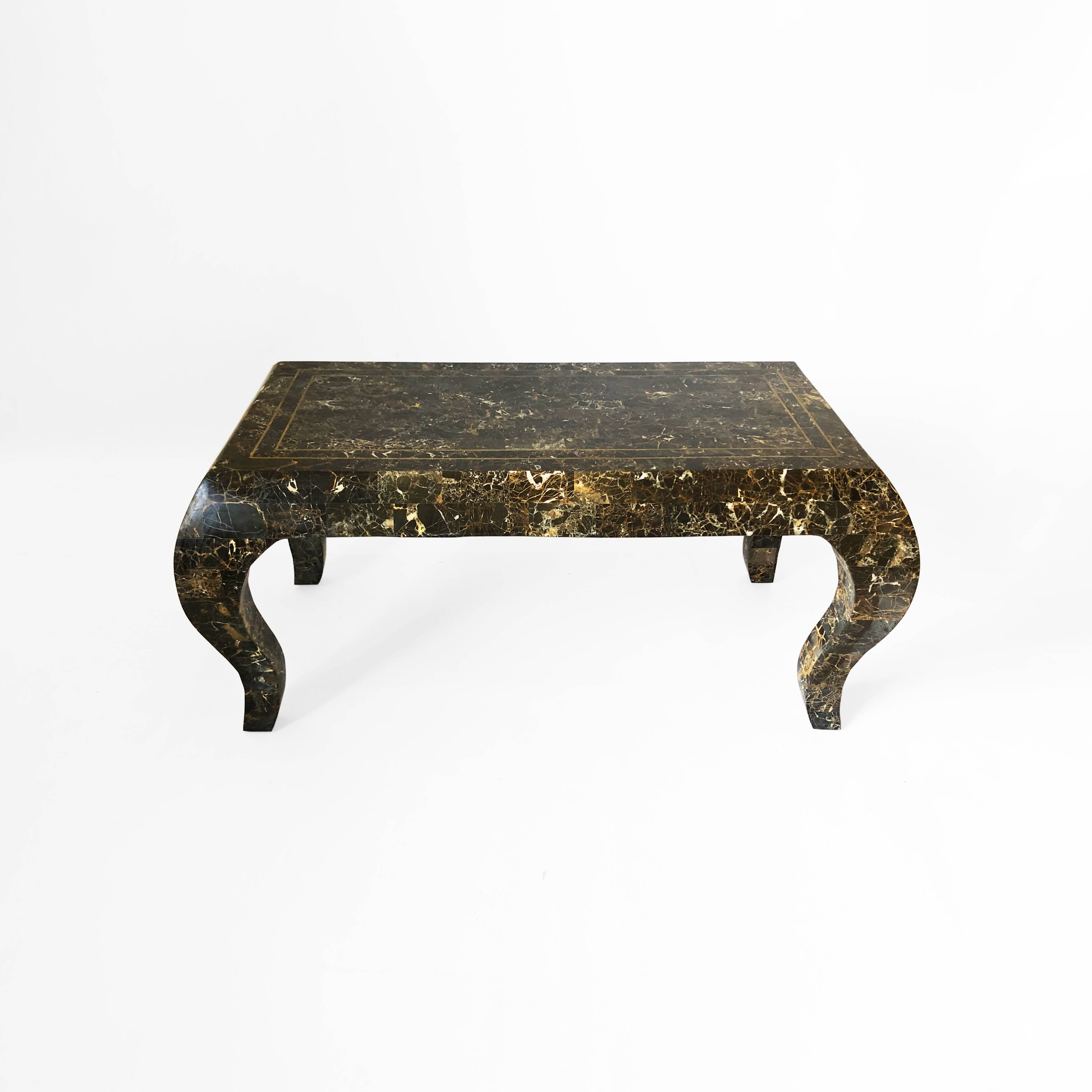 Maitland smith tessellated marble coffee table 1980s vintage usa rare emperador 1970s