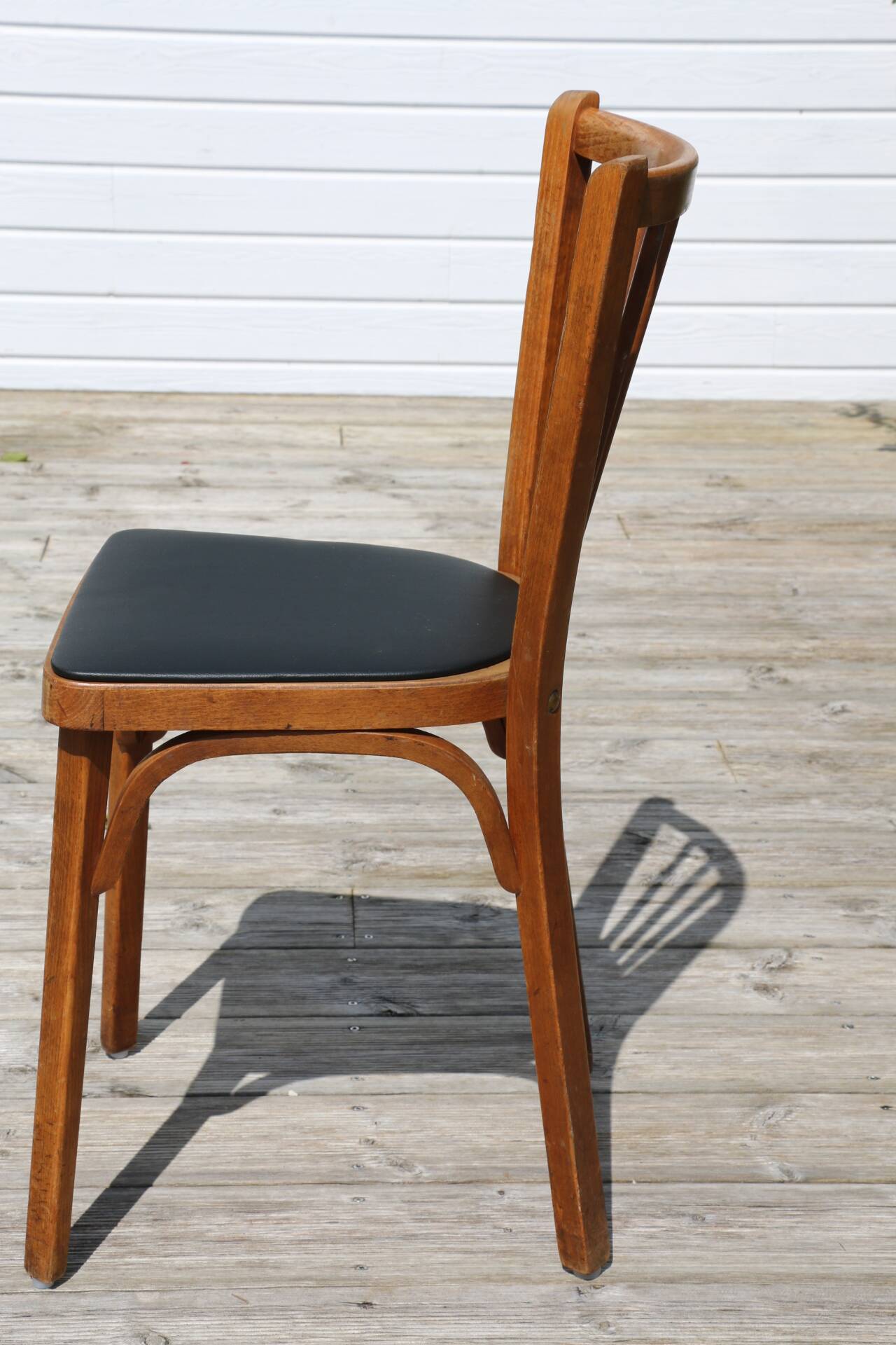 4 baumann n°12 black leatherette chairs, medium beech