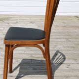 4 baumann n°12 black leatherette chairs, medium beech
