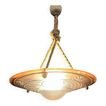Art Deco pink glass pendant light