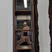 Louis XV style wall display cabinet in walnut, France mid-20th century.