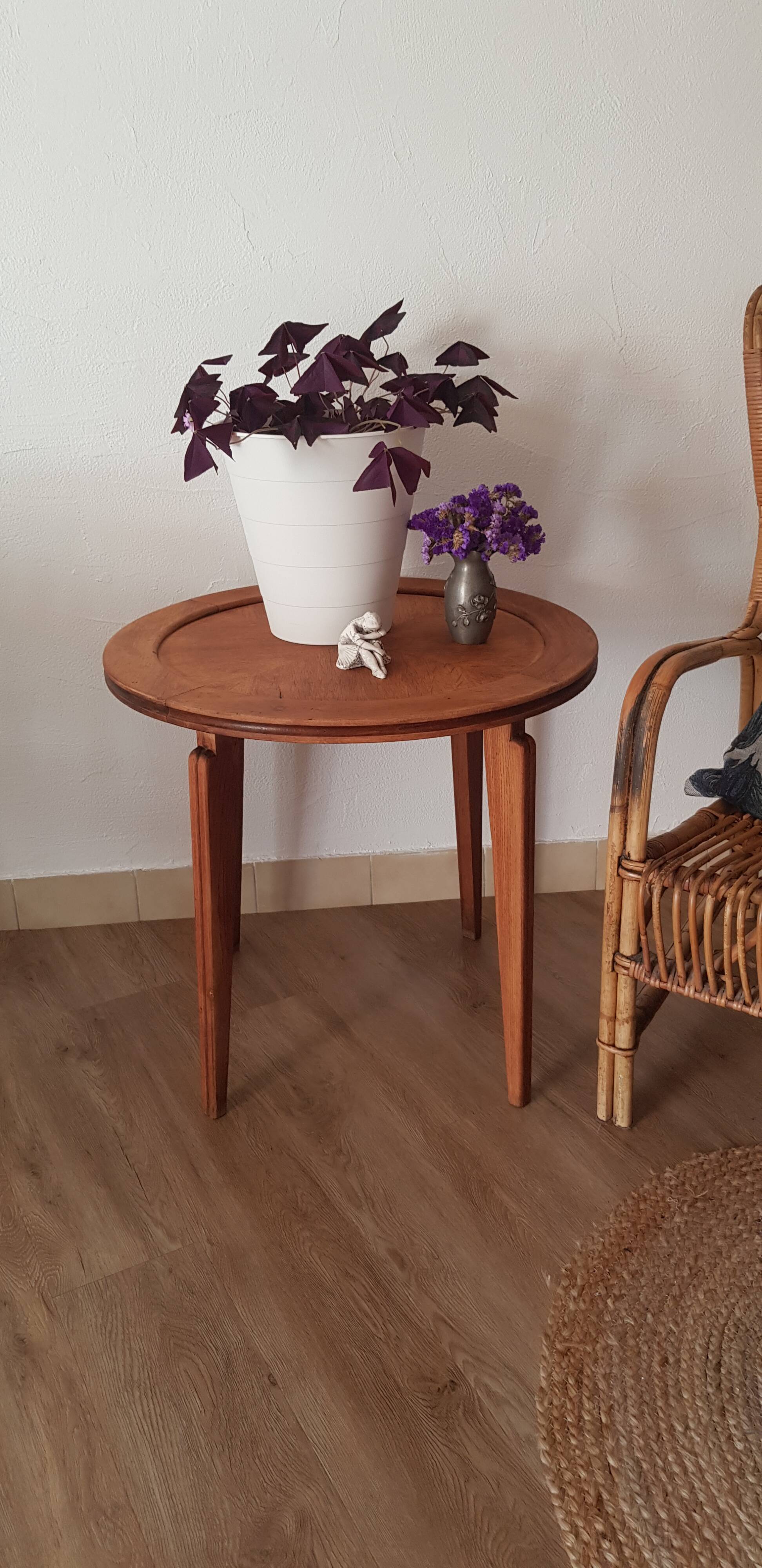 Vintage round wooden serving trolley