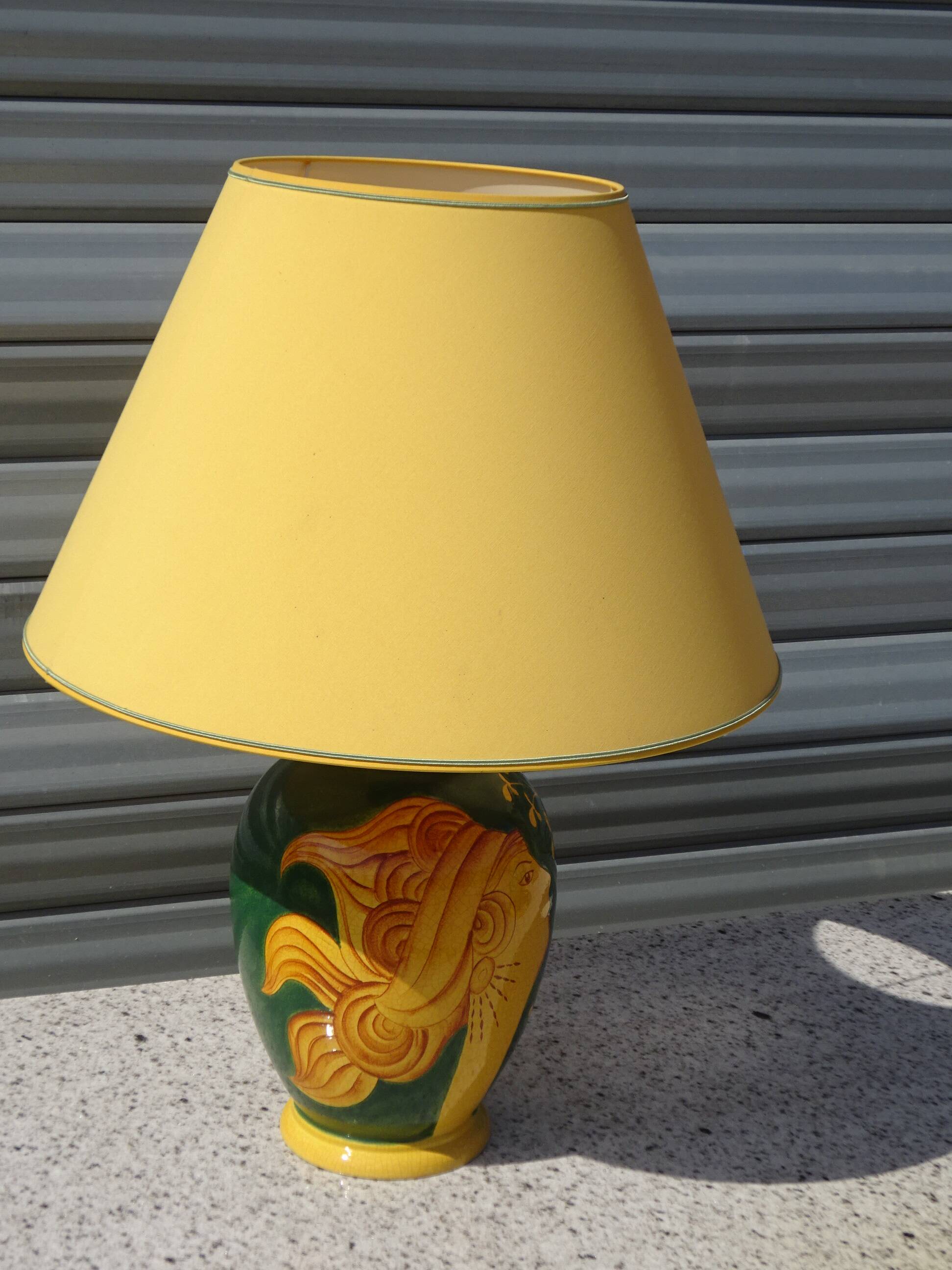 Ceramic lamp, vase and matching plate, Drimmer