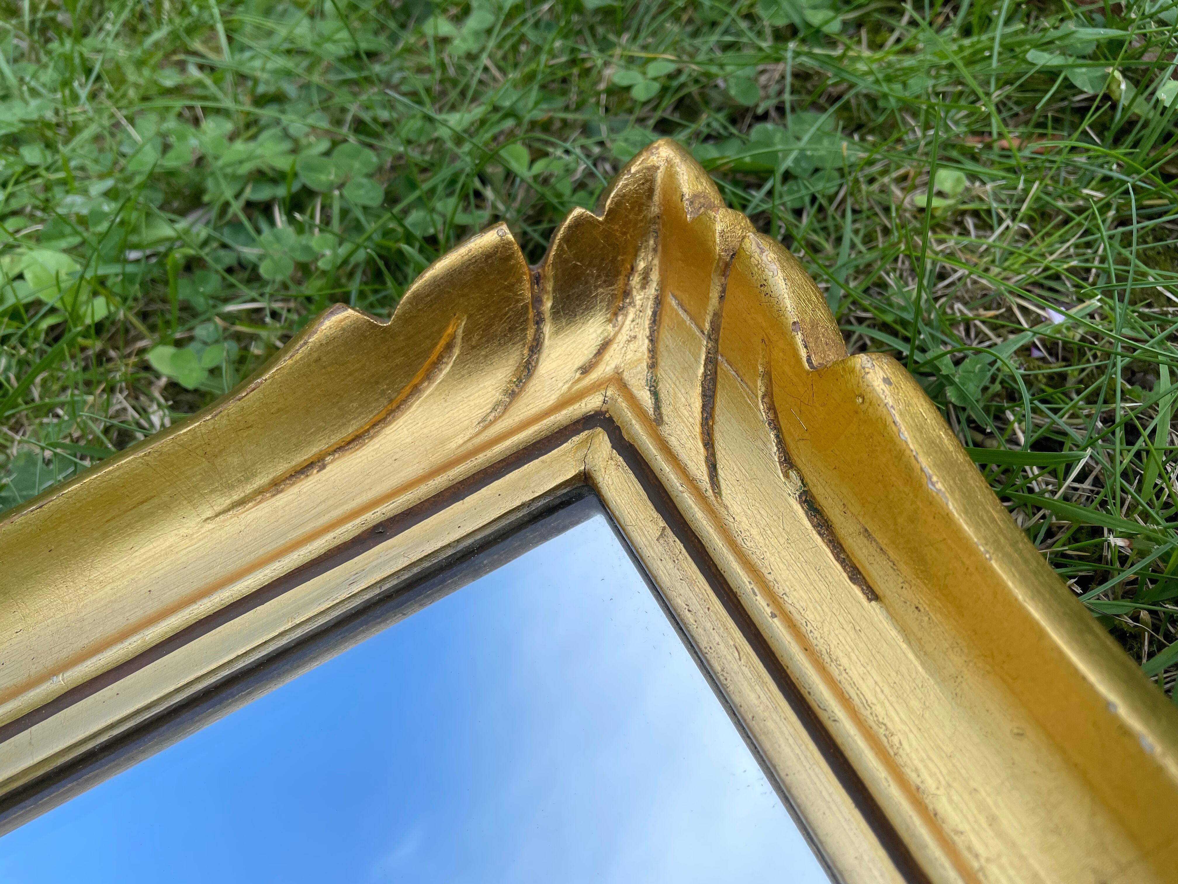 Vintage rectangular mirror in gilded wood h49 xl35