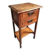 Table d'appoint, chevet en chêne avec tiroirs, France vers 1880