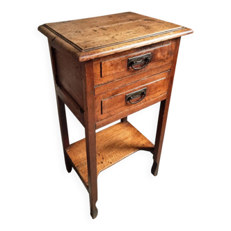Table d'appoint, chevet en chêne avec tiroirs, France vers 1880