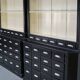 Large pair of antique apothecary cabinets painted black, Eastern Europe, 1910s