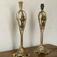 Paire de lampes de table vintage en laiton de style Art Nouveau
