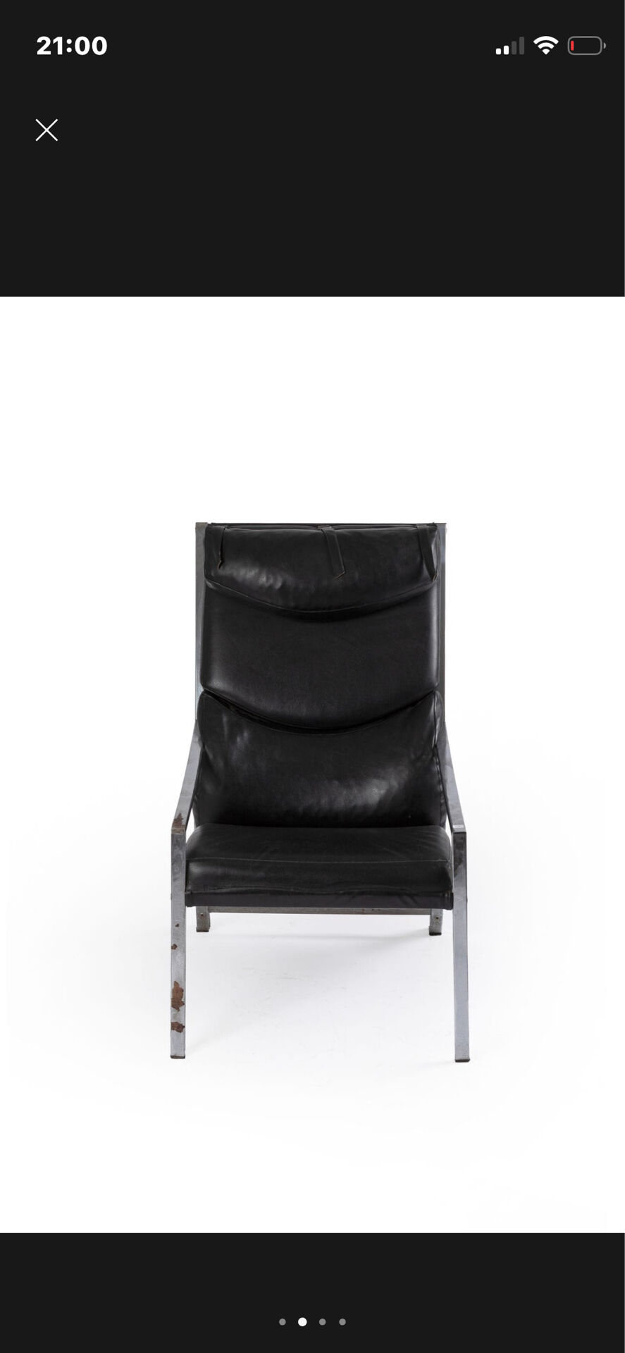 Fauteuil en cuir et métal