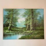 Old signed painting In the Forest