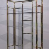 Post-modern shelf in gilded brass, Italy 1970s