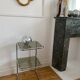 Chrome metal table and smoked glass