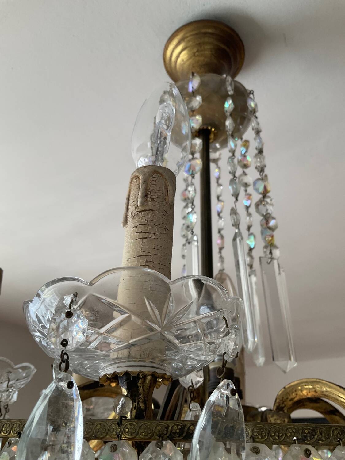 Cascade chandelier with crystal drops