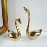 Couple de cygnes laiton
