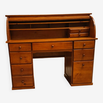 American cylinder desk or Roll Top Desk, solid pine, 10 drawers, good condition 140x60