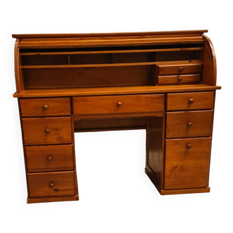 American cylinder desk or Roll Top Desk, solid pine, 10 drawers, good condition 140x60