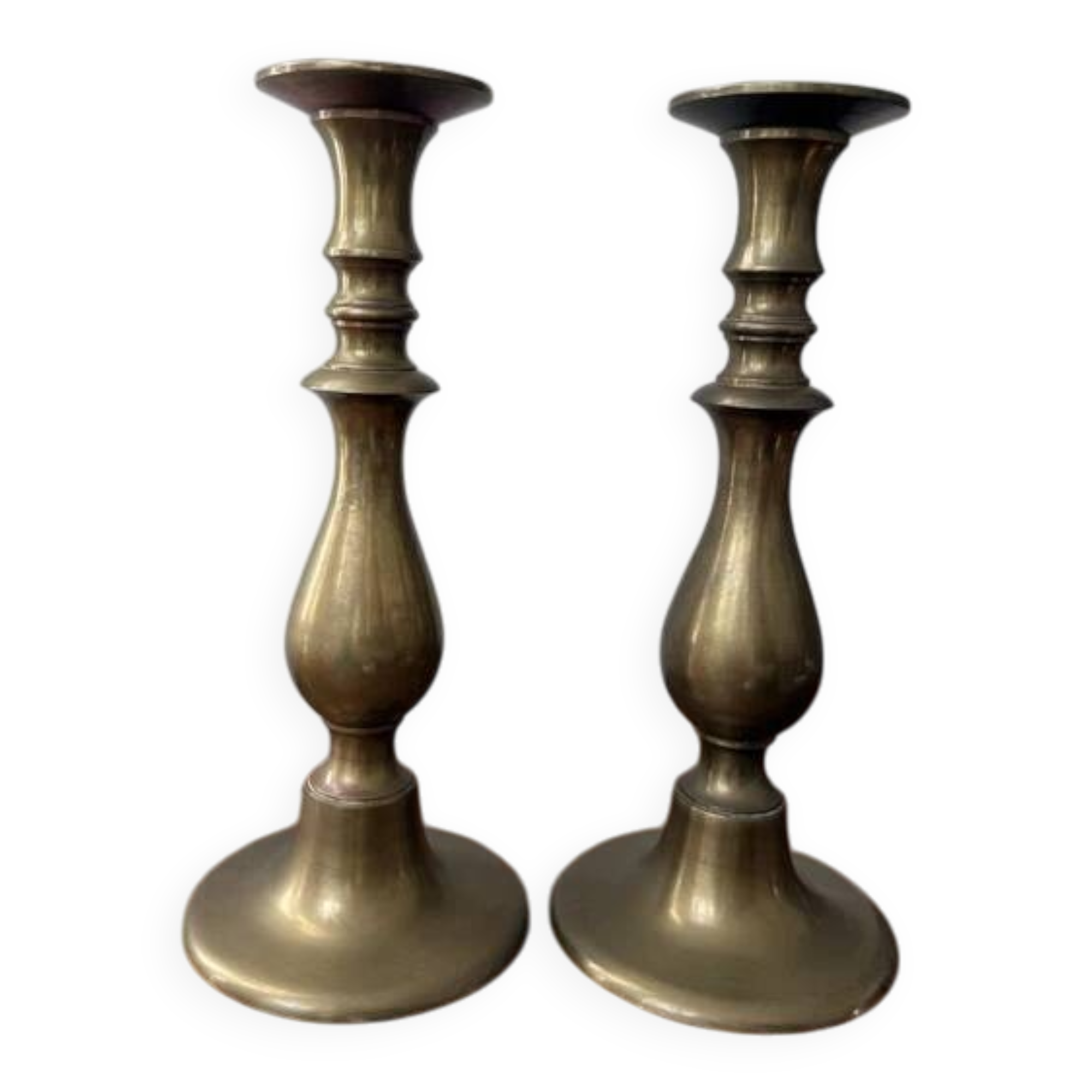 2 large brass candle holders