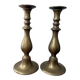 2 large brass candle holders