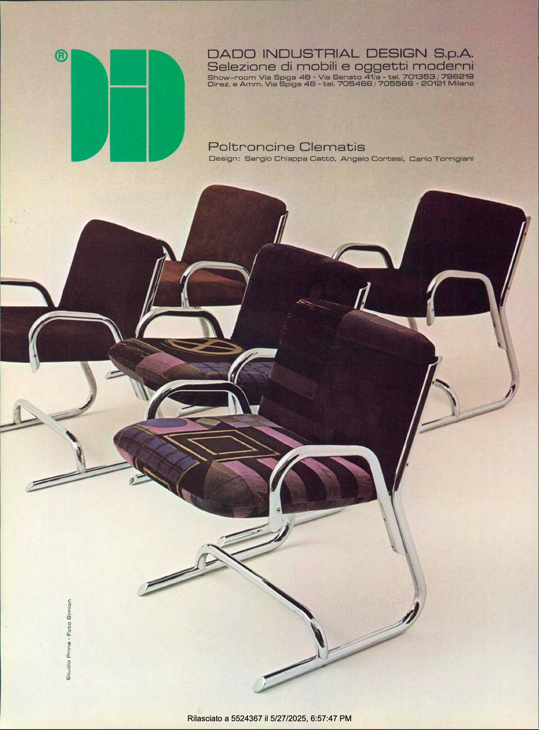 One of three available DID (Dado Industrial Design) Clematis chairs
