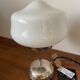 White opaline lamp with silver metal.