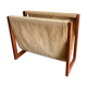 Scandinavian magazine door 1970 in teak and linen canvas