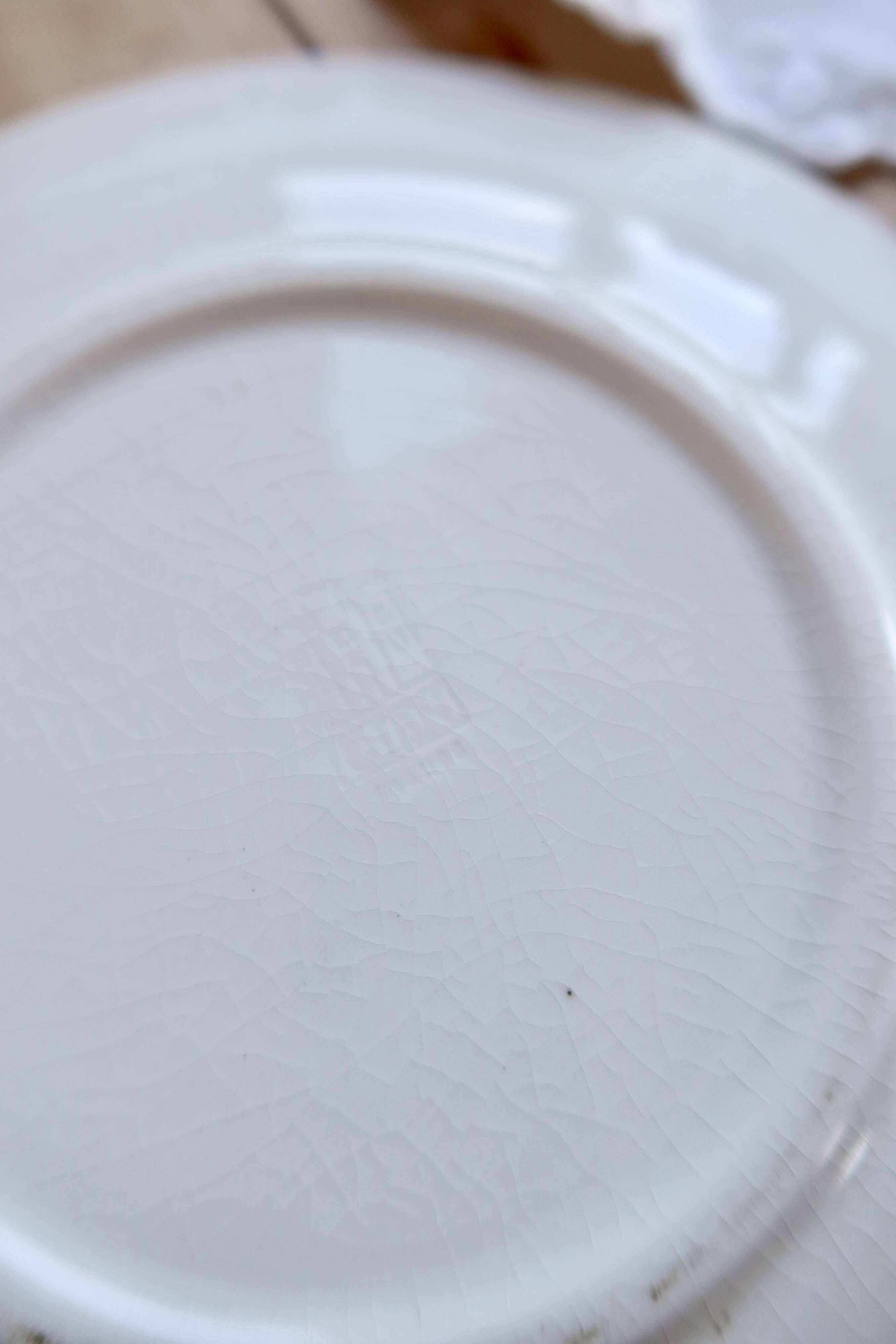 Vintage Gien plate – Ivory earthenware with romantic blue decoration