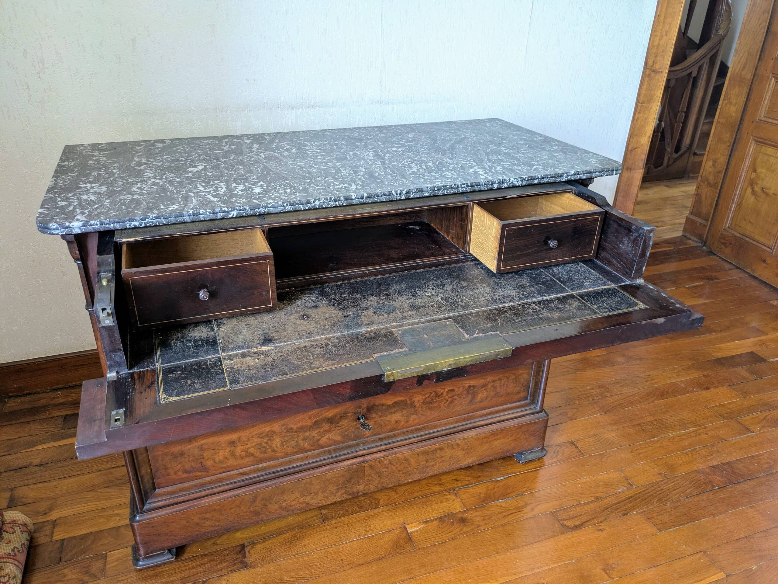 Commode bureau d'époque – Début XXᵉ siècle avec plateau en marbre