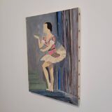 Old vintage painting table star dancer 20th century