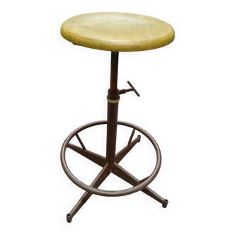 Industrial adjustable draftsman stool from the 1950s