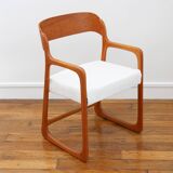 Baumann Sleigh Armchair - Restored - Fabric, foam & straps: new