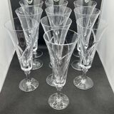 Series of 10 champagne flutes in Sèvres crystal Niagara model of the 50s
