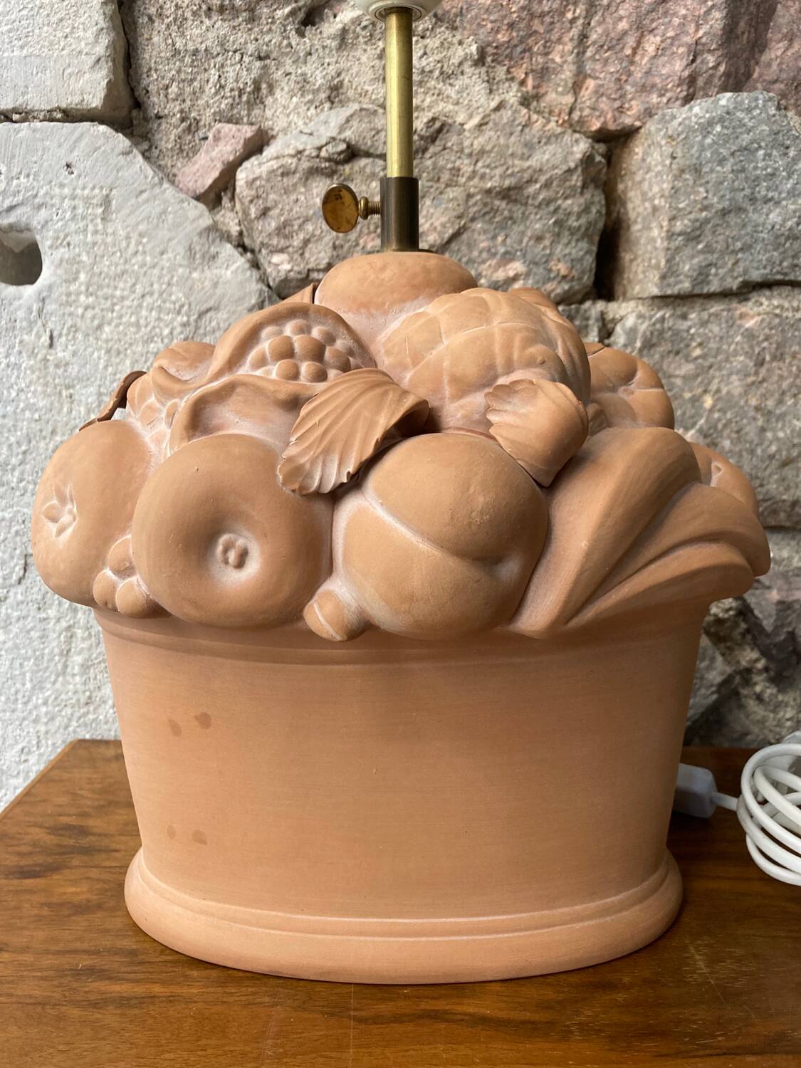 Terracotta “fruit basket” lamp base
