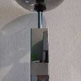 Chrome base lamp Transparent silver glass lampshade 1980 vintage