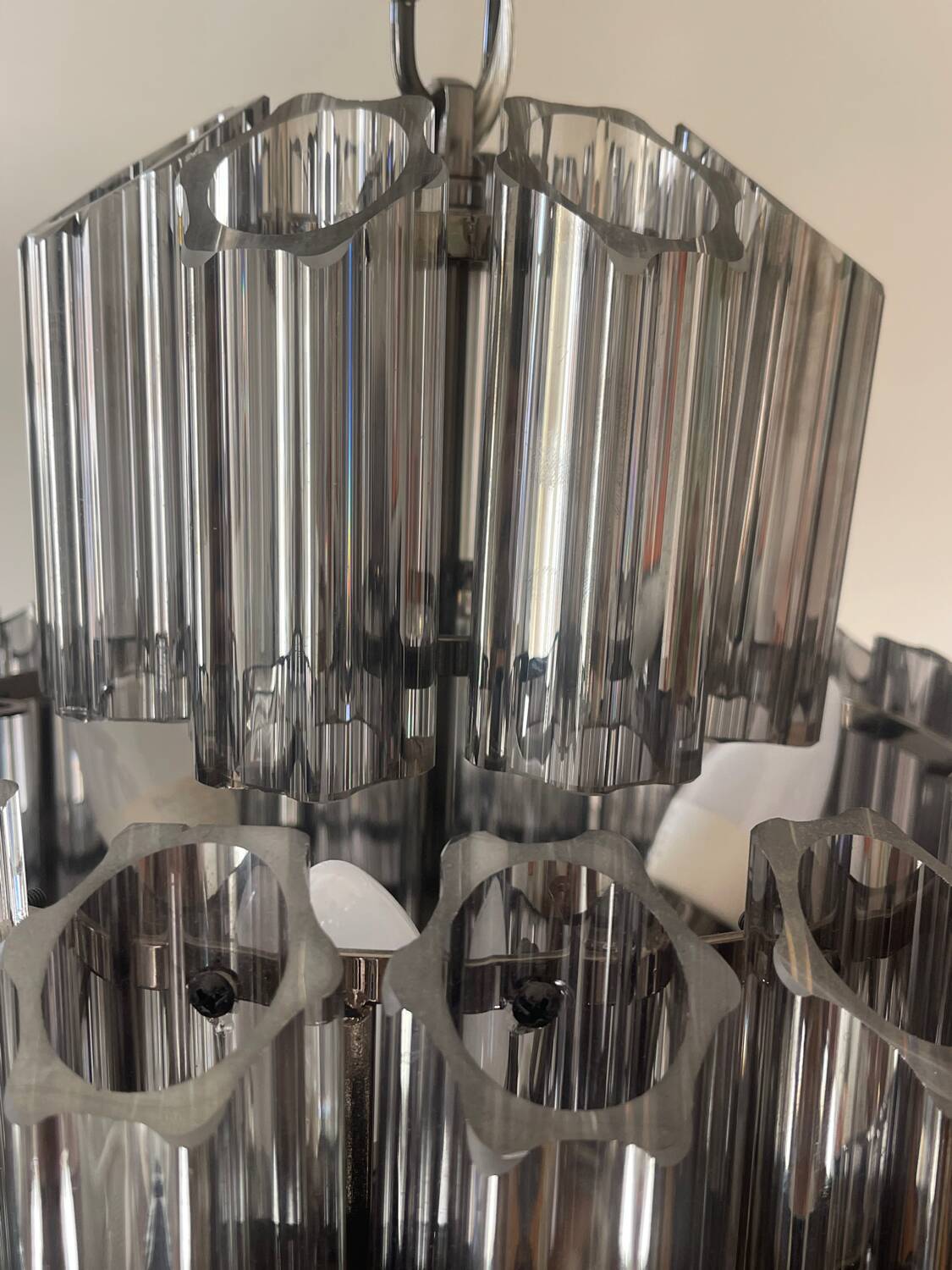 Lustre XL suspension verre fumé gris