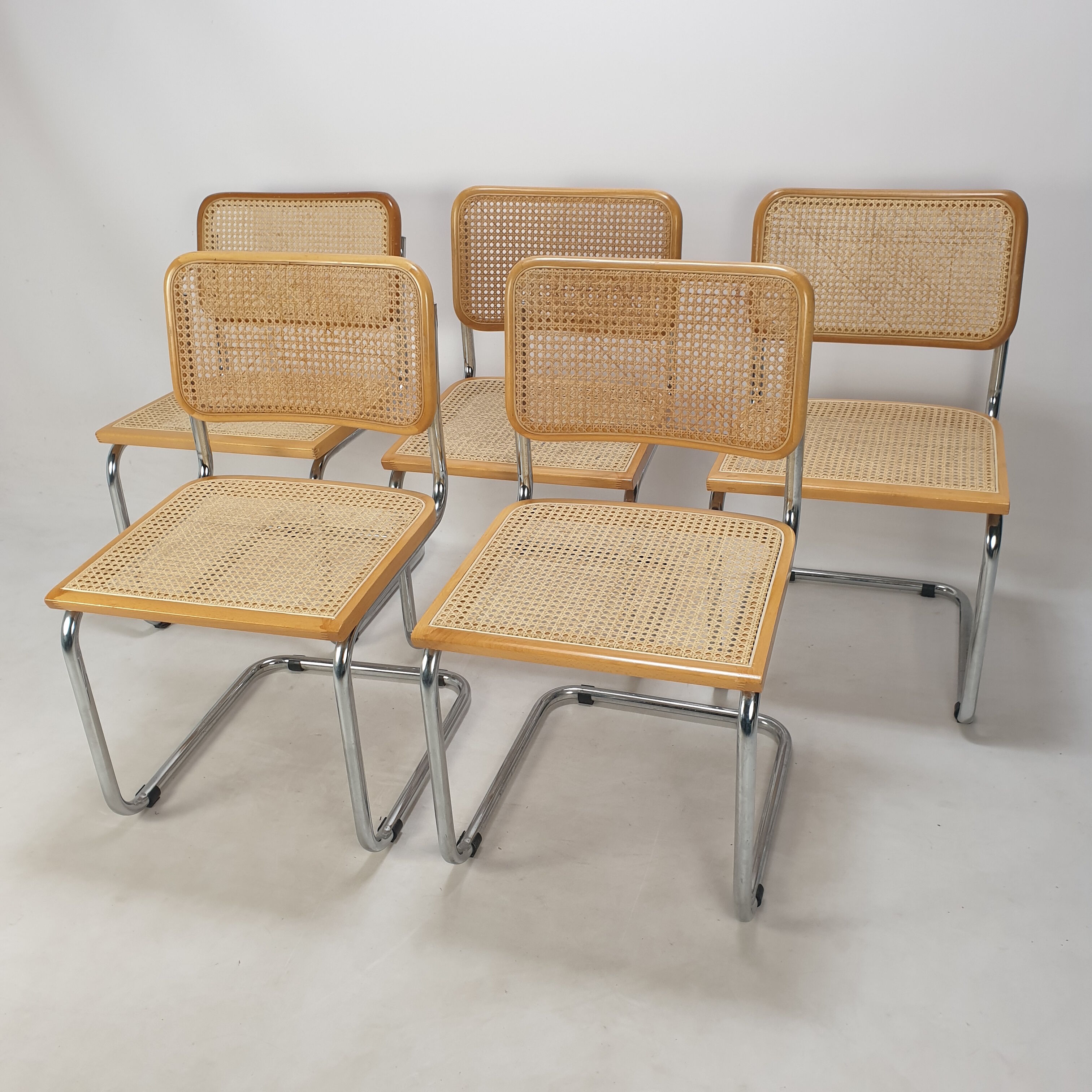 Set of 5 vintage Cesca chairs by Marcel Breuer
