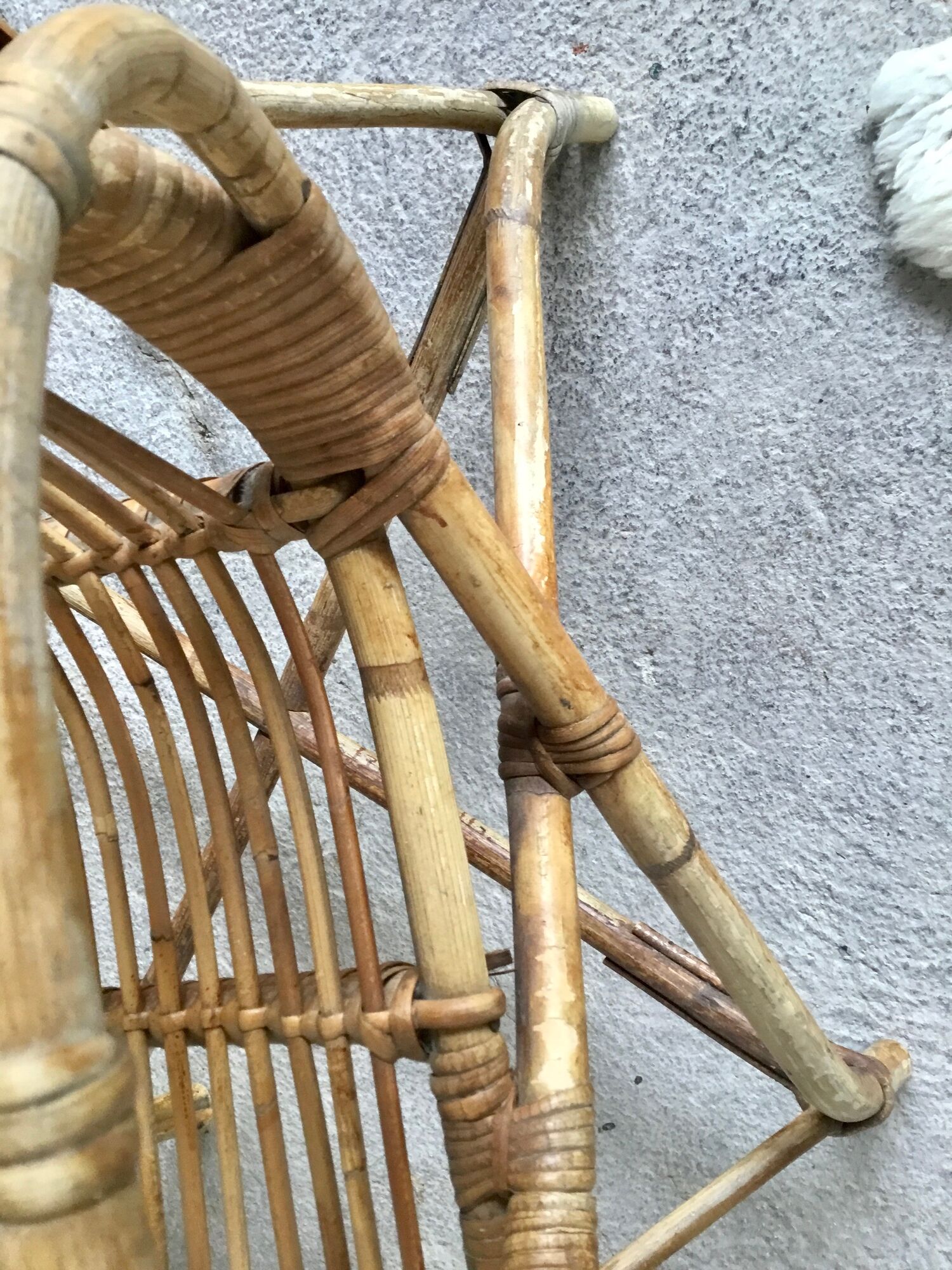 Rattan armchair with armrests - vintage 1960