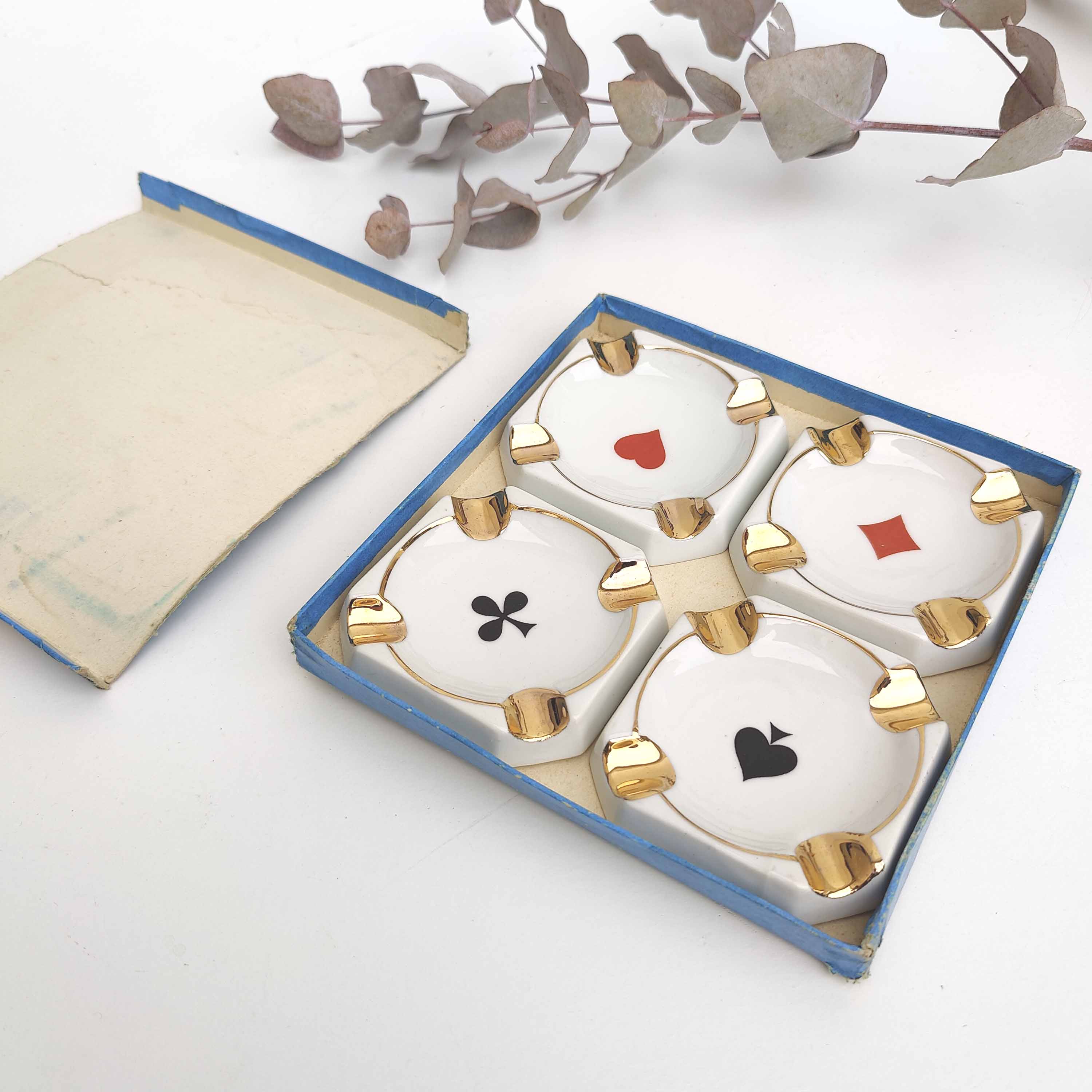 Ashtrays bridge belote poker card games Limoges porcelain Mokin