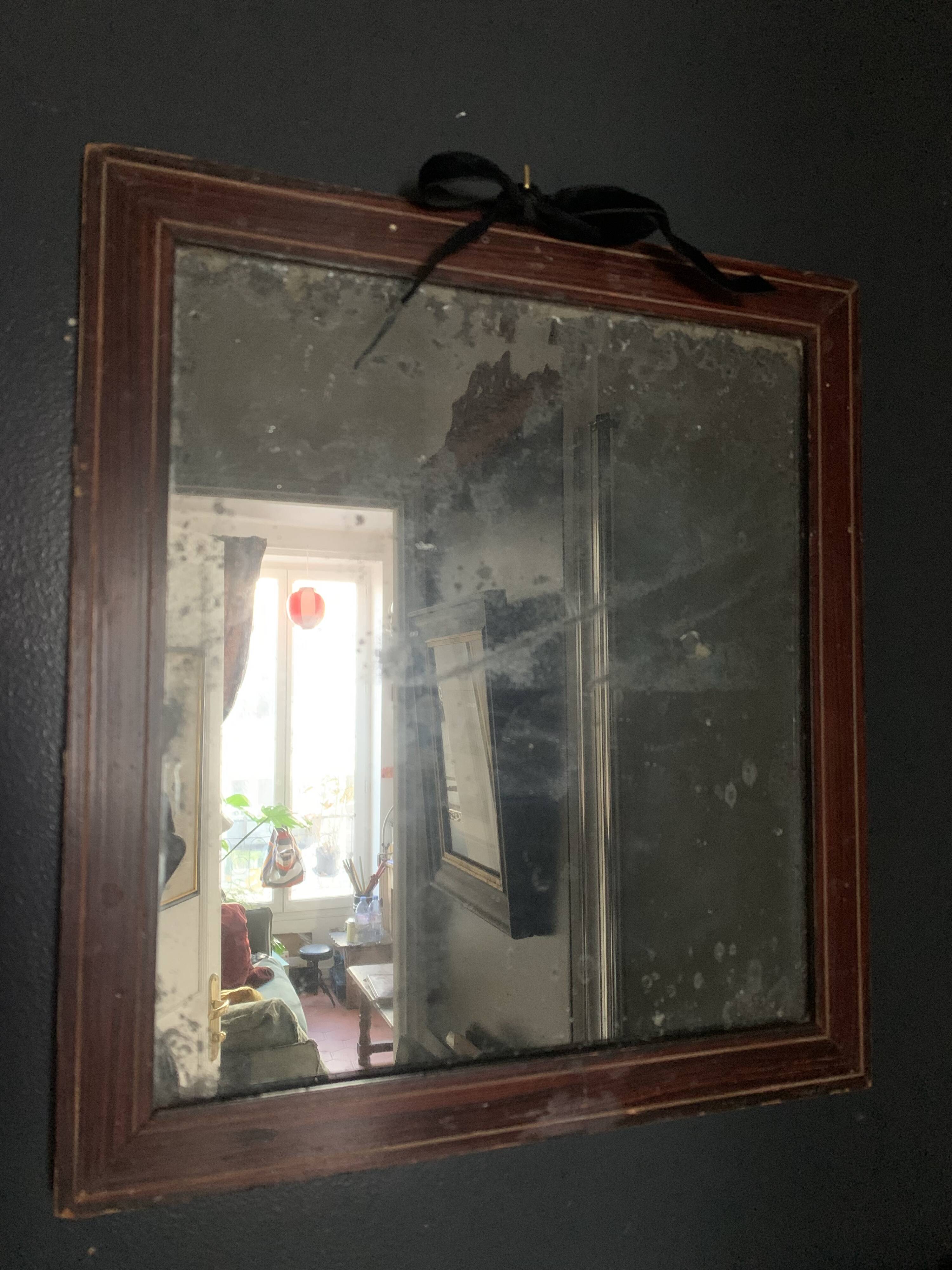 Antique mercury mirror in wood, late 19th century