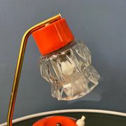 Lampe de bureau orange avec abat-jour en cristal transparent