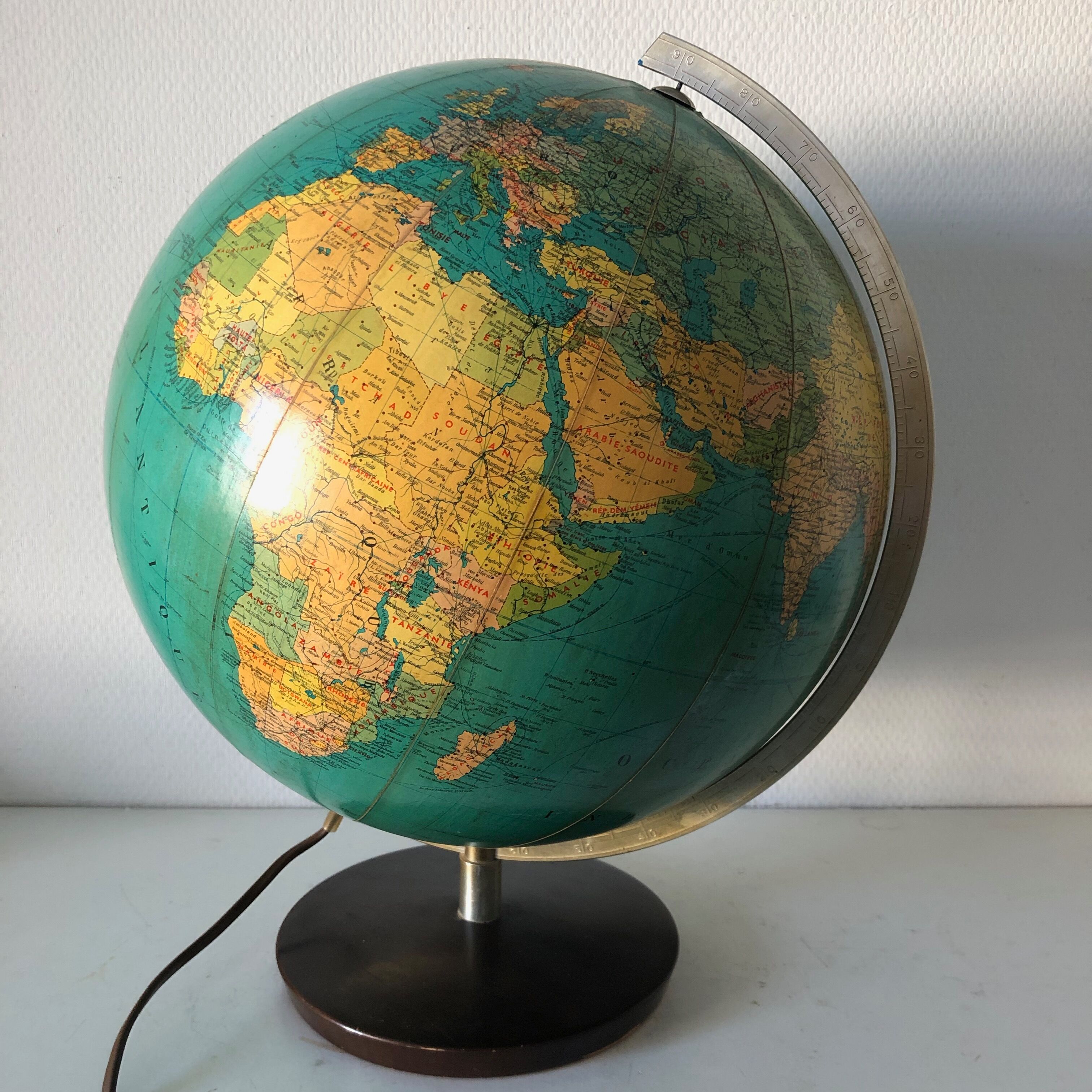 Large terrestrial globe PVC 42cm JRO Verlag vintage 1970