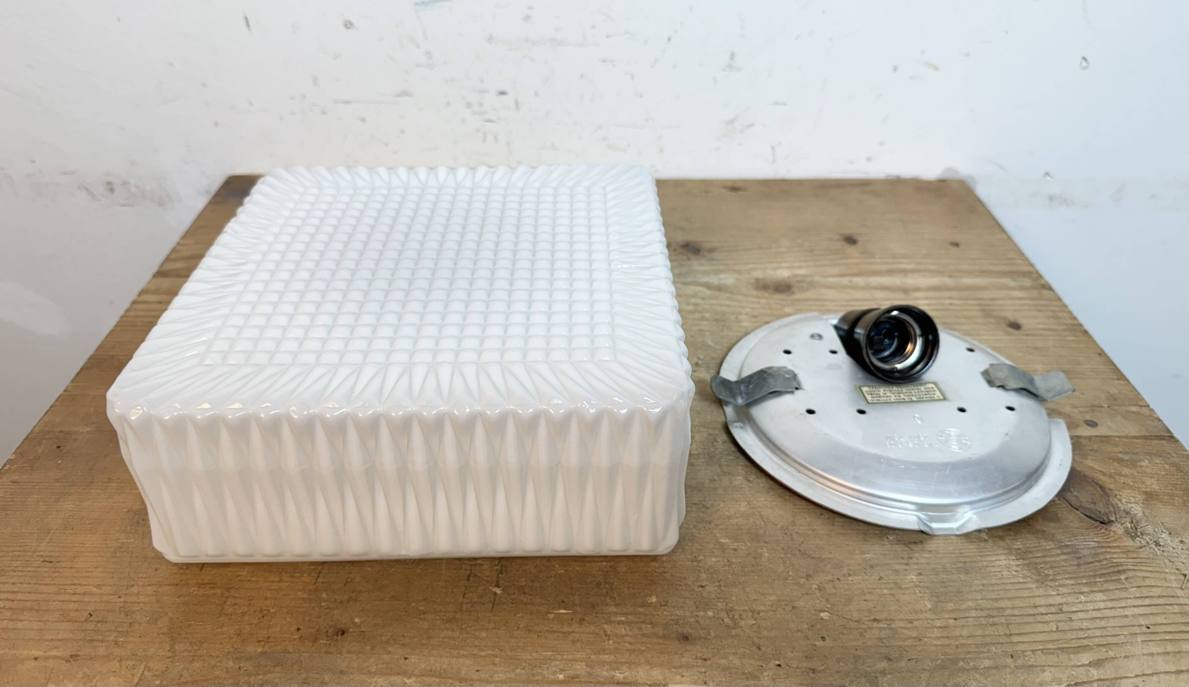 Vintage Wall Or Ceiling Light with Milk Glass, 1970s