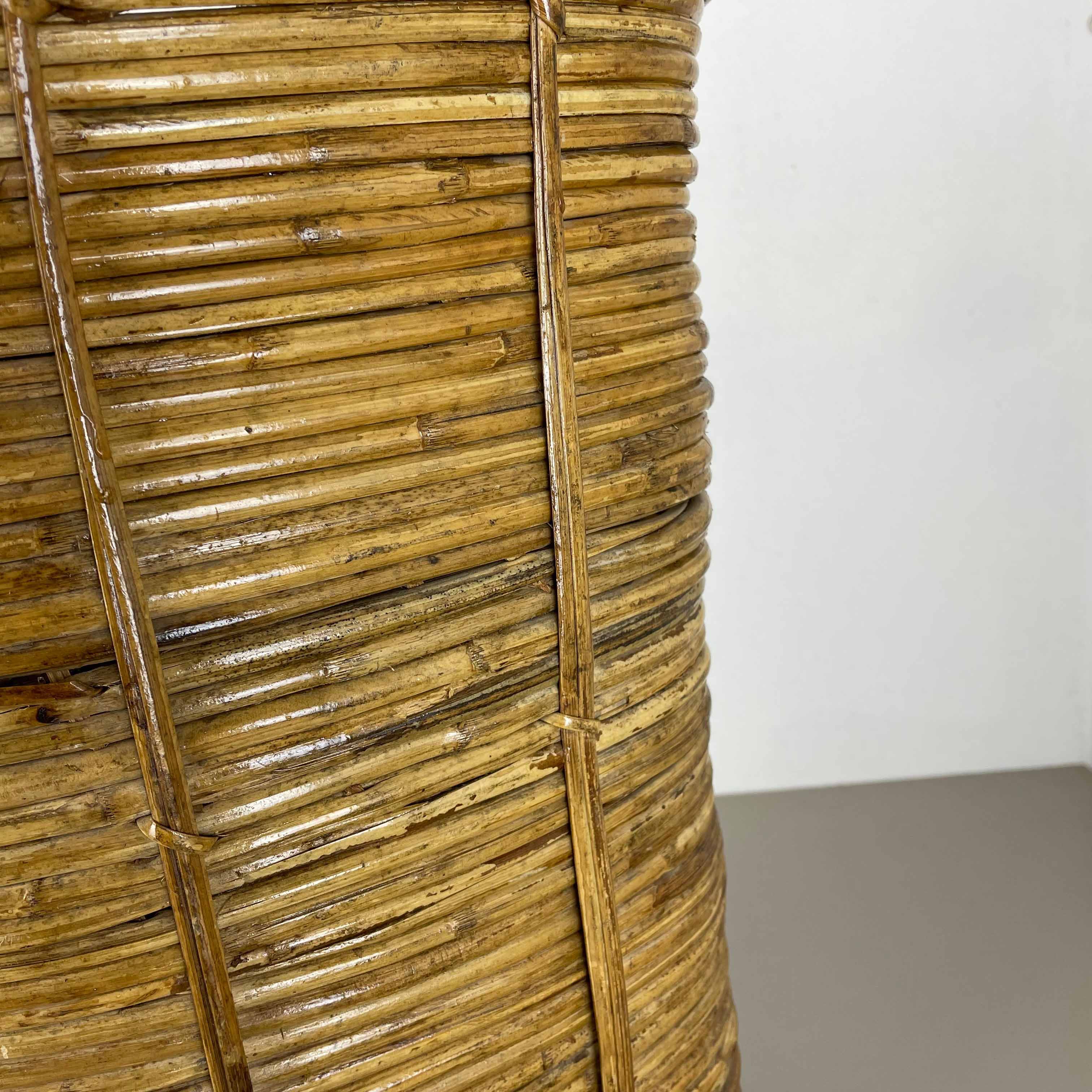 Aubock style rattan and brass bauhaus waste bin France 1960s