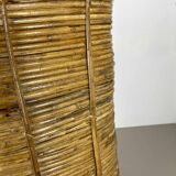 Aubock style rattan and brass bauhaus waste bin France 1960s