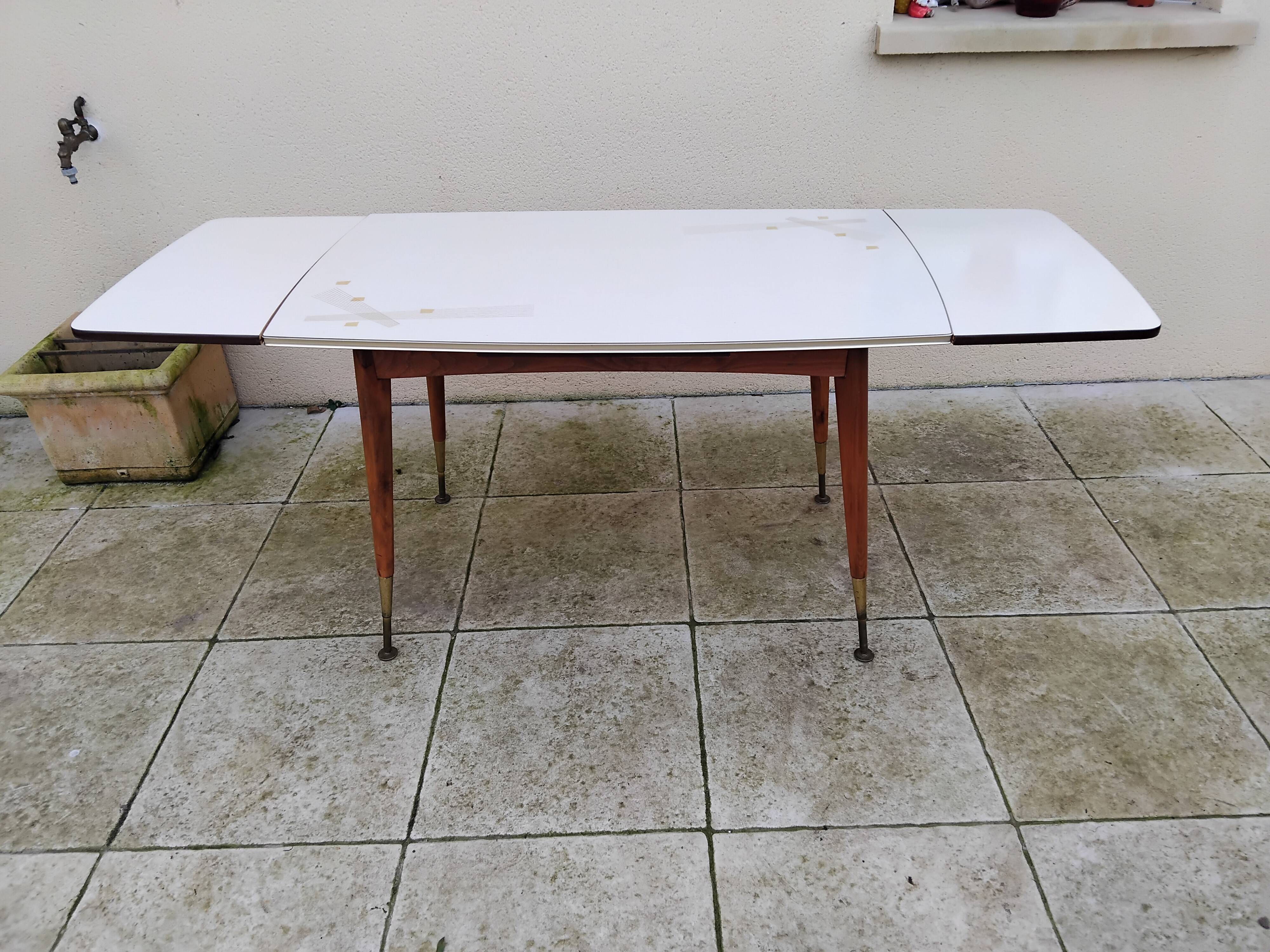 Vintage Formica table, height adjustable and extendable, 1950s