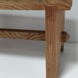 Vintage solid pine slatted low stool