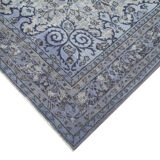 Handmade carved anatolian 1970s 191 cm x 276 cm blue rug
