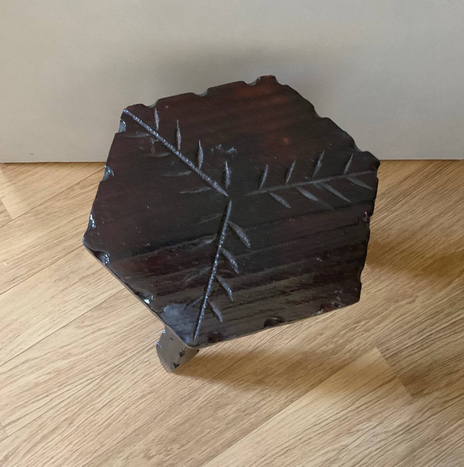 Tripod stool in raw wood art